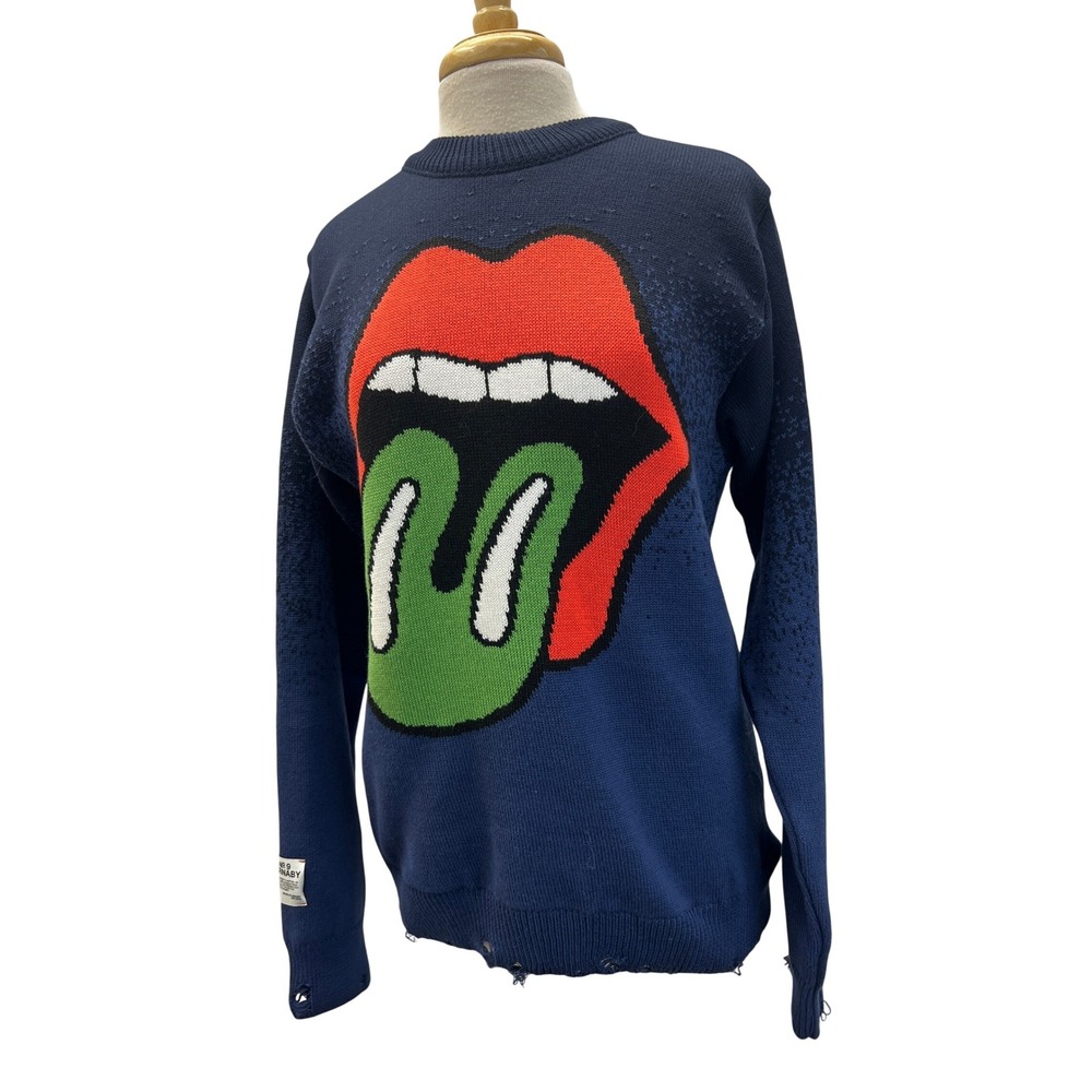 RS No 9 Carnaby Rolling Stones Jumper Women S Blue New Raw Hem Stones 81 Sweater